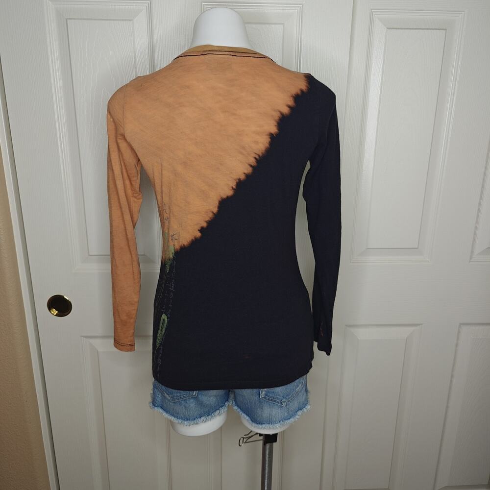 Citron 3.33 split tie-dye color block long sleeve tee sz S - Picture 4 of 10